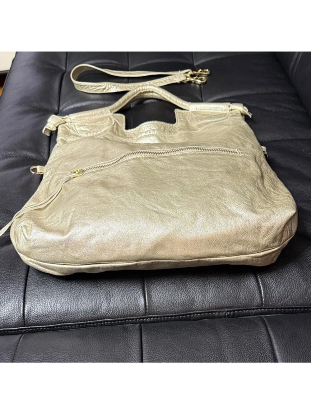 Foley + Corinna Metallic Gold Leather Shoulder Bag - Picture 4 of 15